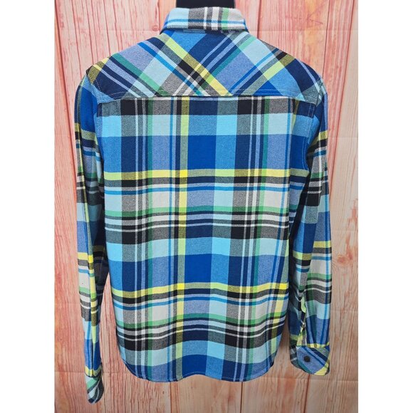Aeropostale Mens Blue Plaid Button-Down Flannel Shirt Small Cotton - Picture 2 of 6